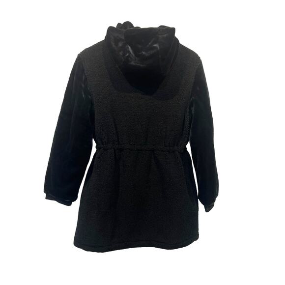Eden Society Sherpa Faux Fur Sleeves & Hooded Jacket Black Womens Medium - Picture 2 of 12